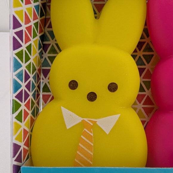 Peeps 3 Pack Vinyl Pet Dog Toy 4" Squeaker Rabbits Yellow Pink Blue Easter New - Picture 2 of 8